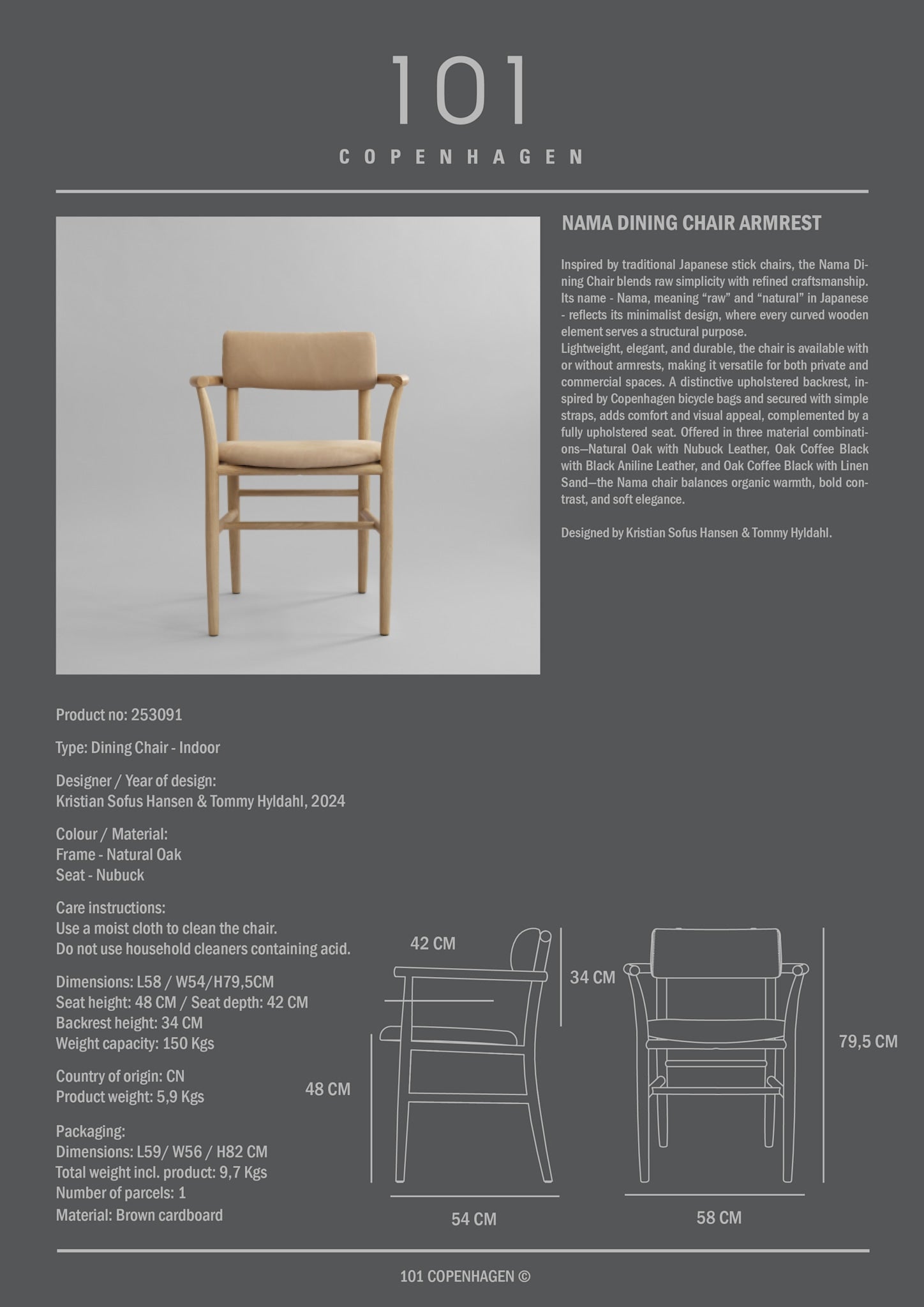 Nama Dining Chair, Armrest - Nubuck 7 Nama Dining Chair, Armrest - Nubuck - imagine 7