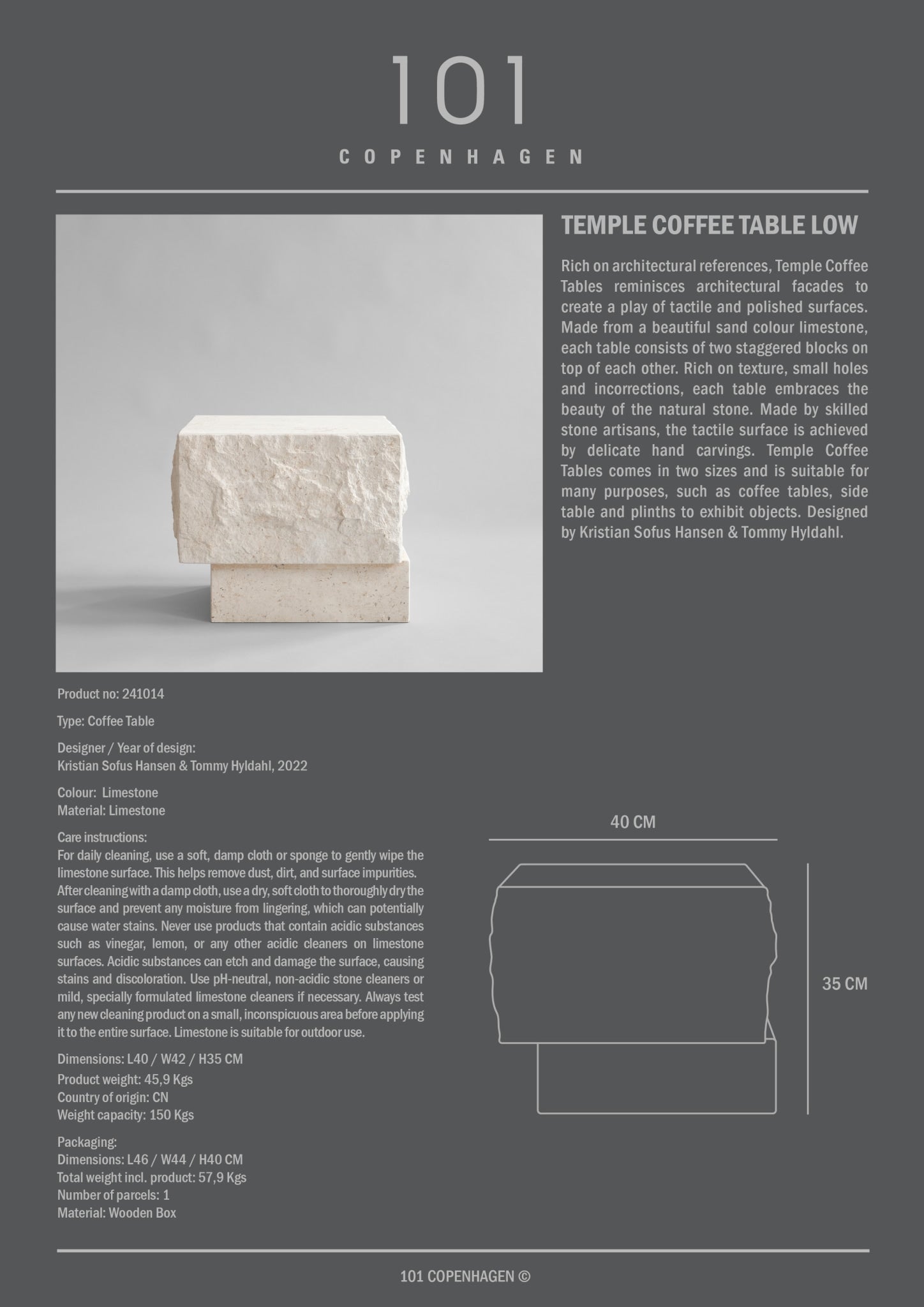 Temple Coffee Table, Low - Limestone 5 Temple Coffee Table, Low - Limestone - imagine 5