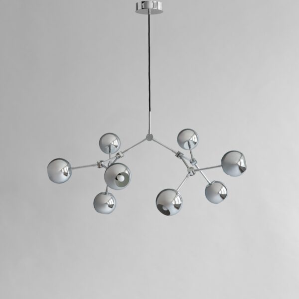 Drop Chandelier Globe, Mini - Chrome (5m) - Burned Black