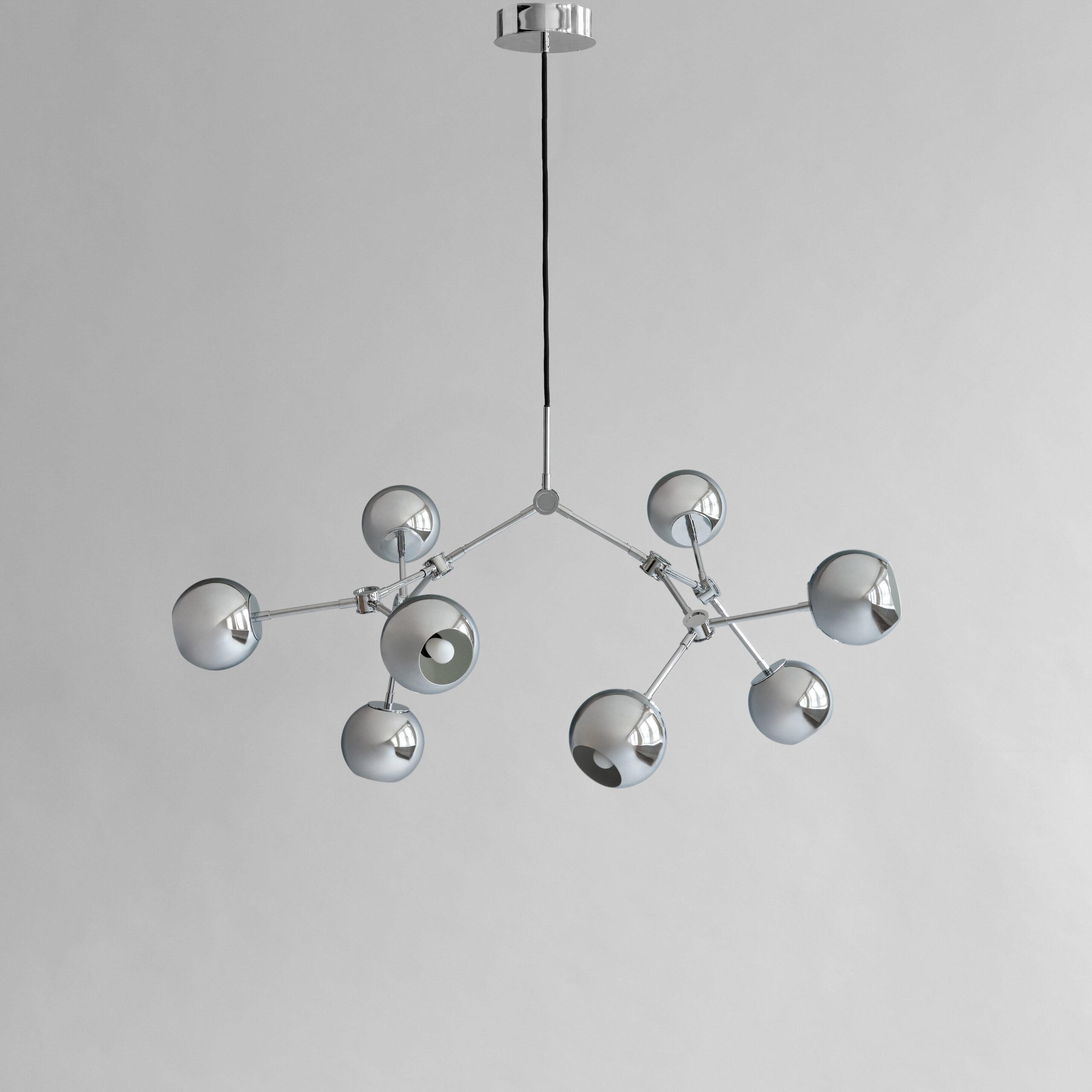 Drop Chandelier Globe, Mini - Chrome (5m) - Burned Black 1 Drop Chandelier Globe, Mini - Chrome (5m) - Burned Black