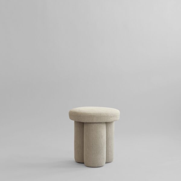 Big Foot Stool - Linen - White - Sheepskin