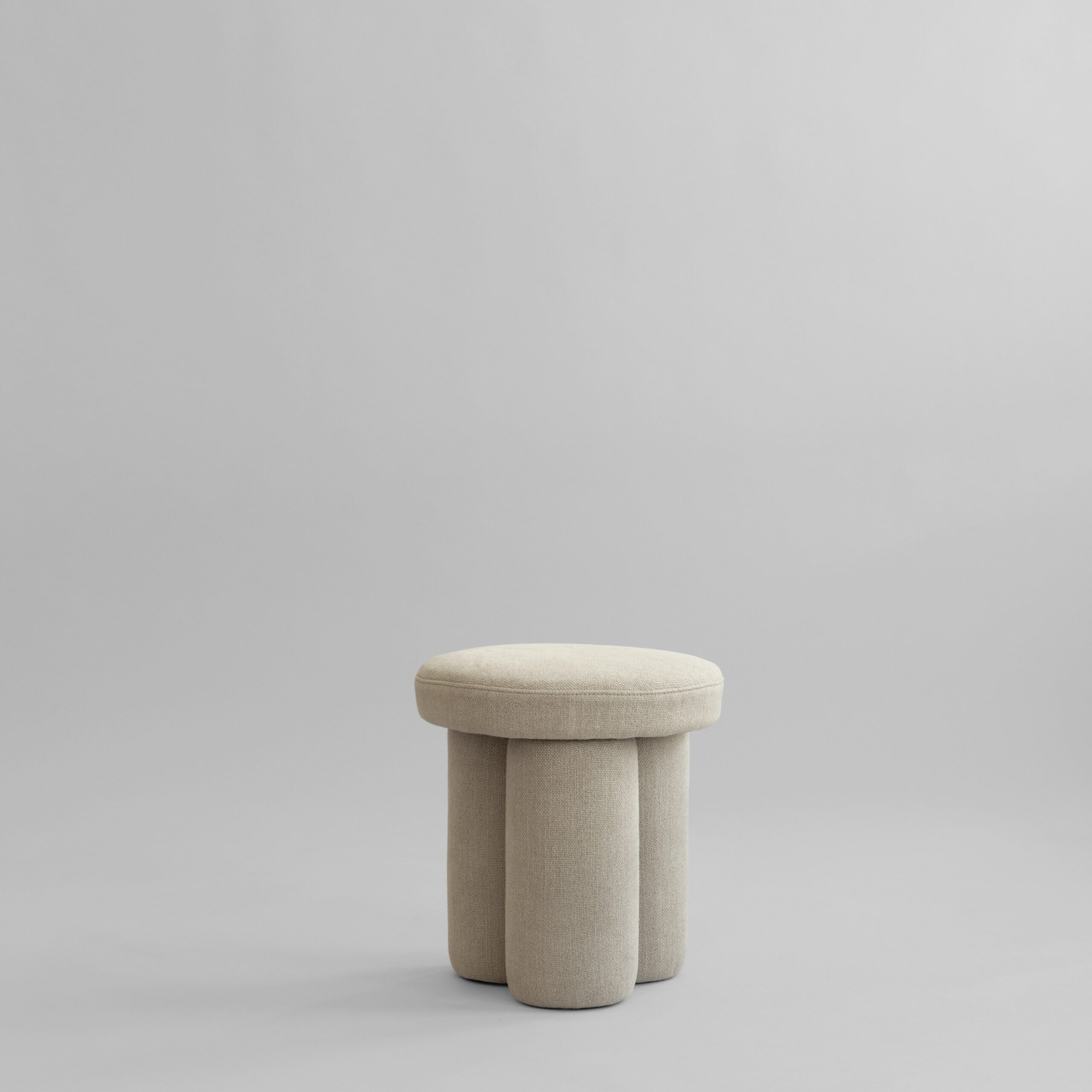 Big Foot Stool - Linen - White - Sheepskin 1 Big Foot Stool - Linen - White - Sheepskin