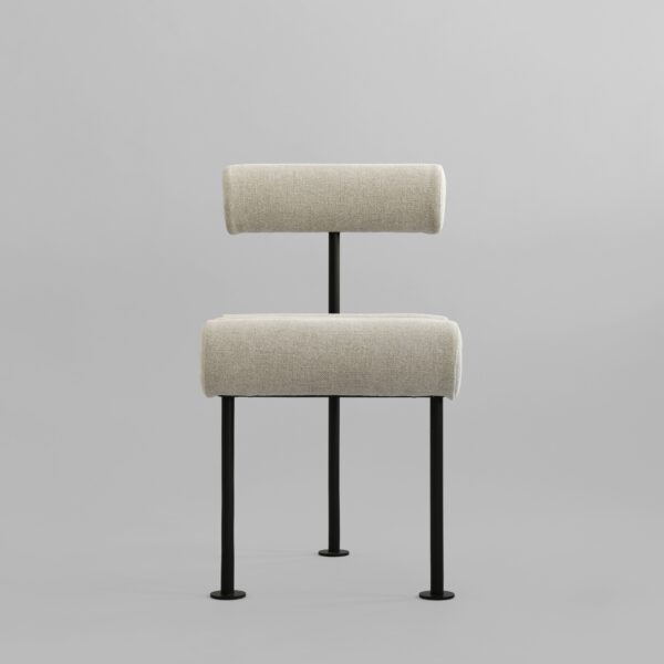 Hiro Dining Chair, Black Frame - Sand (8047-2) - Stainless Steel & Aniline Leather Black