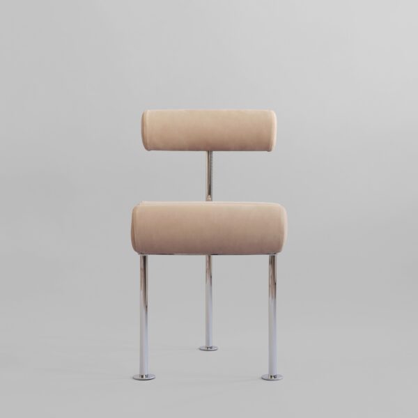 Hiro Dining Chair, Stainless Steel - Nubuck - Stainless Steel & Aniline Leather Black