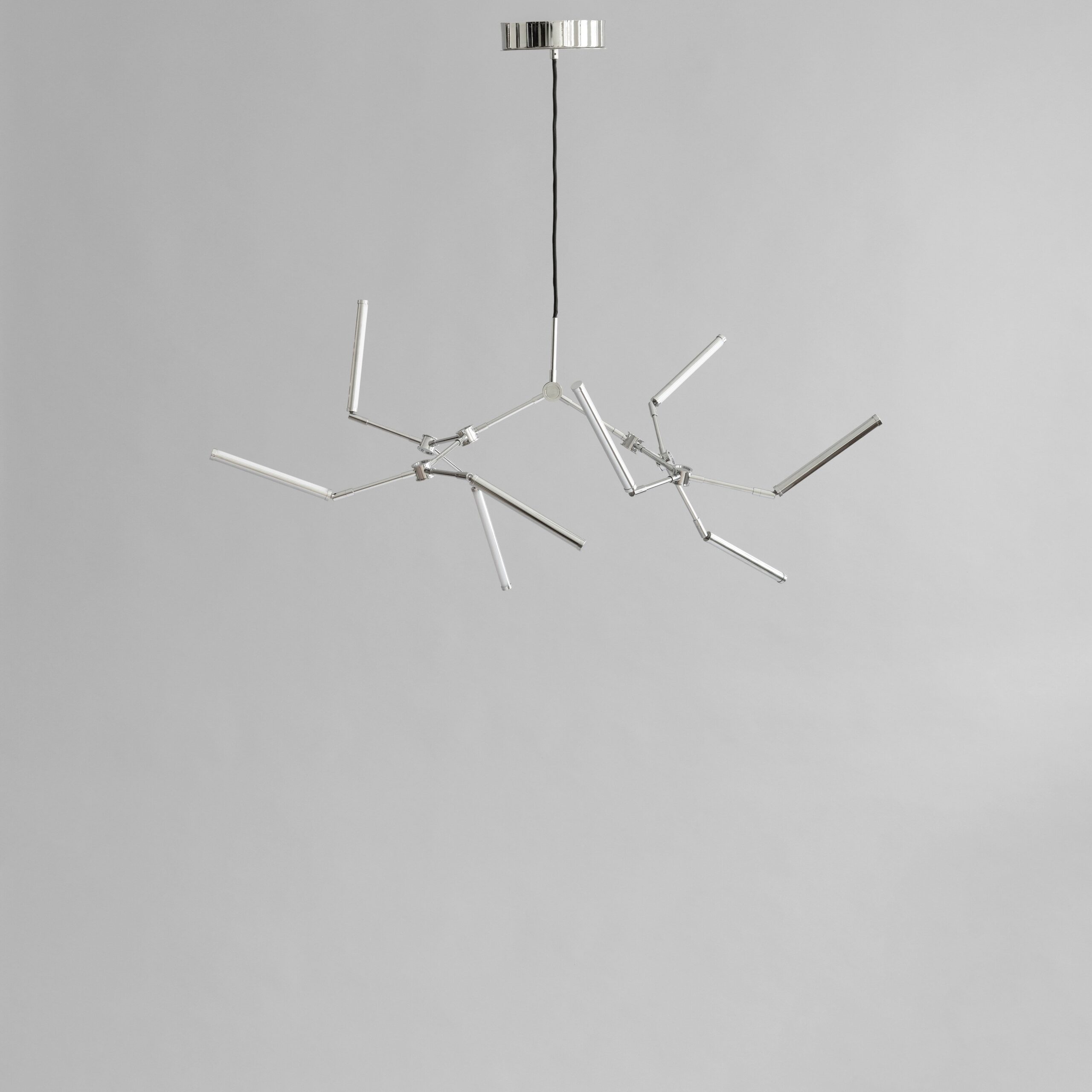 Stick Chandelier, Mini - Chrome - Bronze 1 Stick Chandelier, Mini - Chrome - Bronze