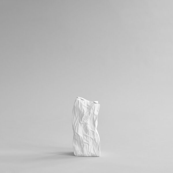 Kami Vase, Medio - Bone White - Chrome