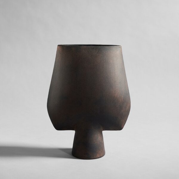 Sphere Vase Square, Big - Coffee - Bone White