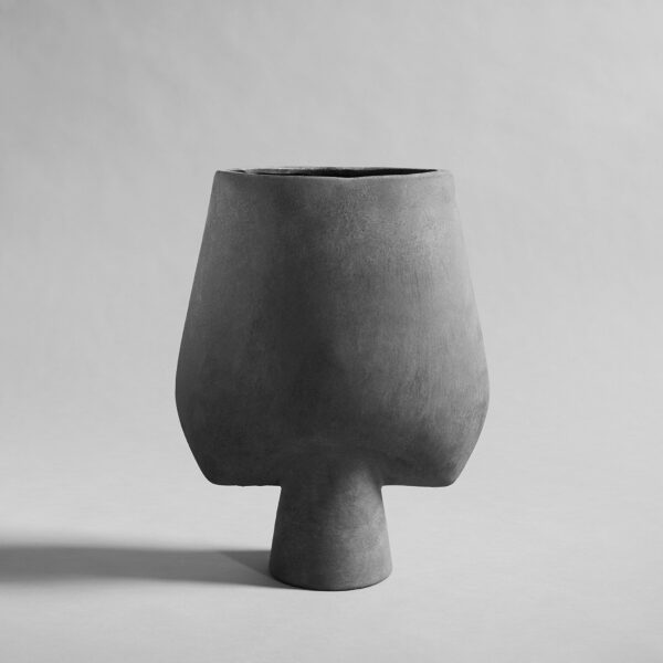 Sphere Vase Square, Big - Dark Grey - Bone White