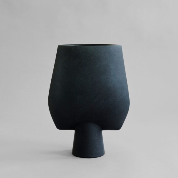 Sphere Vase Square, Big - Black - Bone White