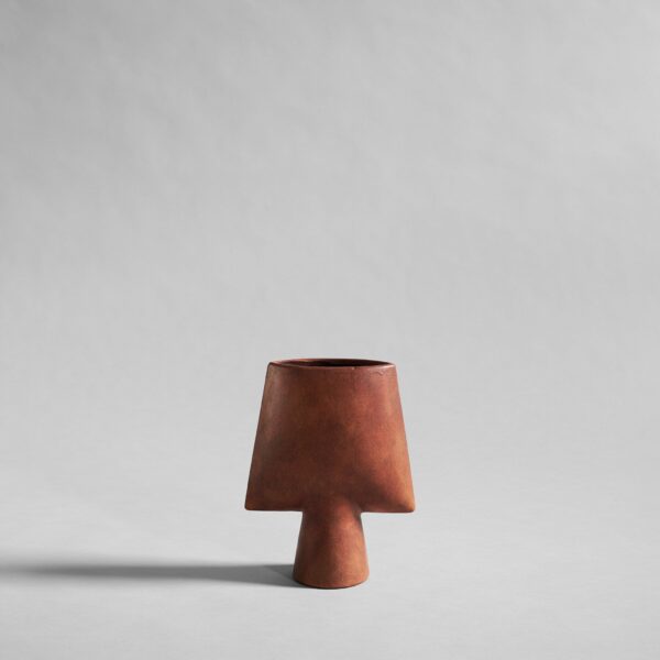 Sphere Vase Square, Mini - Terracotta - Bone White