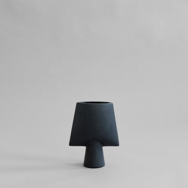 Sphere Vase Square, Mini - Black - Bone White