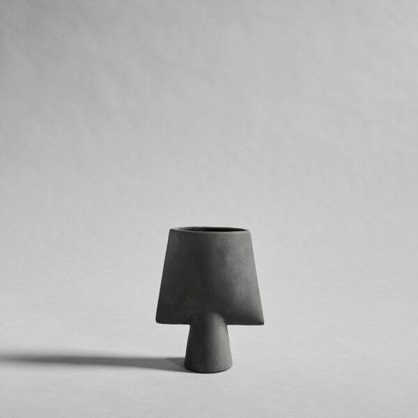 Sphere Vase Square, Mini - Dark Grey - Bone White