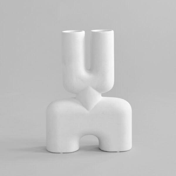 Cobra Vase Double, Medio - Bone White - Bone White