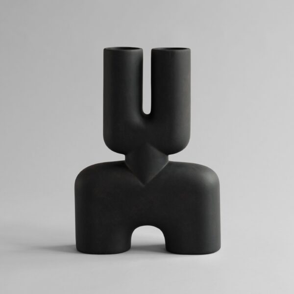 Cobra Vase Double, Medio - Coffee - Bone White