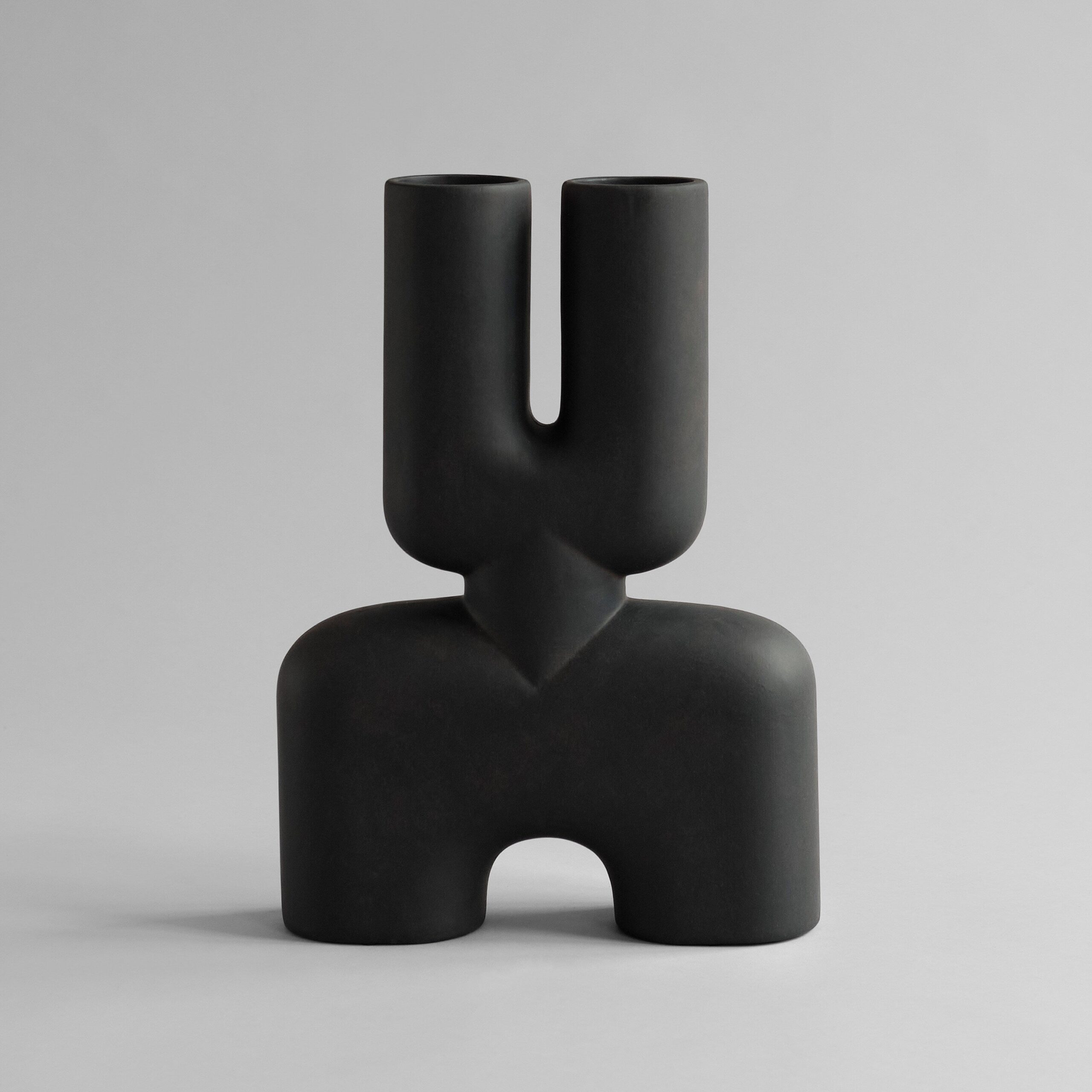 Cobra Vase Double, Medio - Coffee - Bone White 1 Cobra Vase Double, Medio - Coffee - Bone White