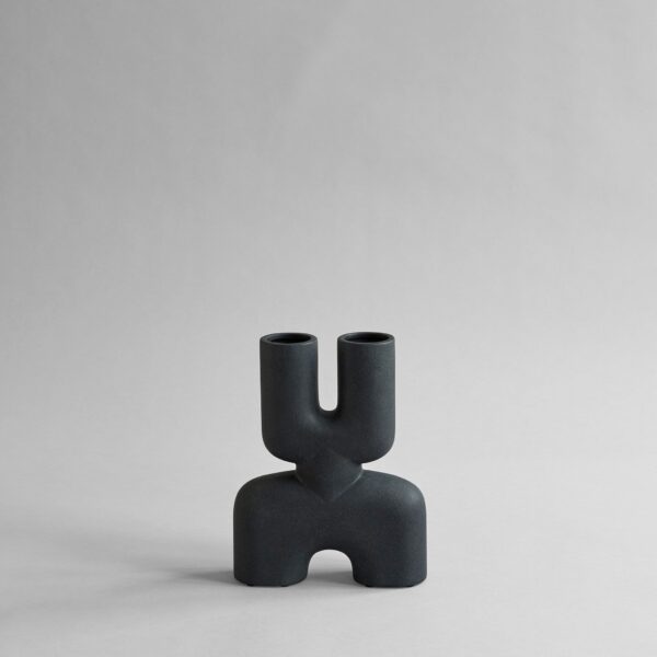 Cobra Vase Double, Mini - Black - Bone White