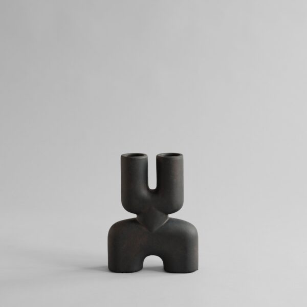 Cobra Vase Double, Mini - Coffee - Bone White