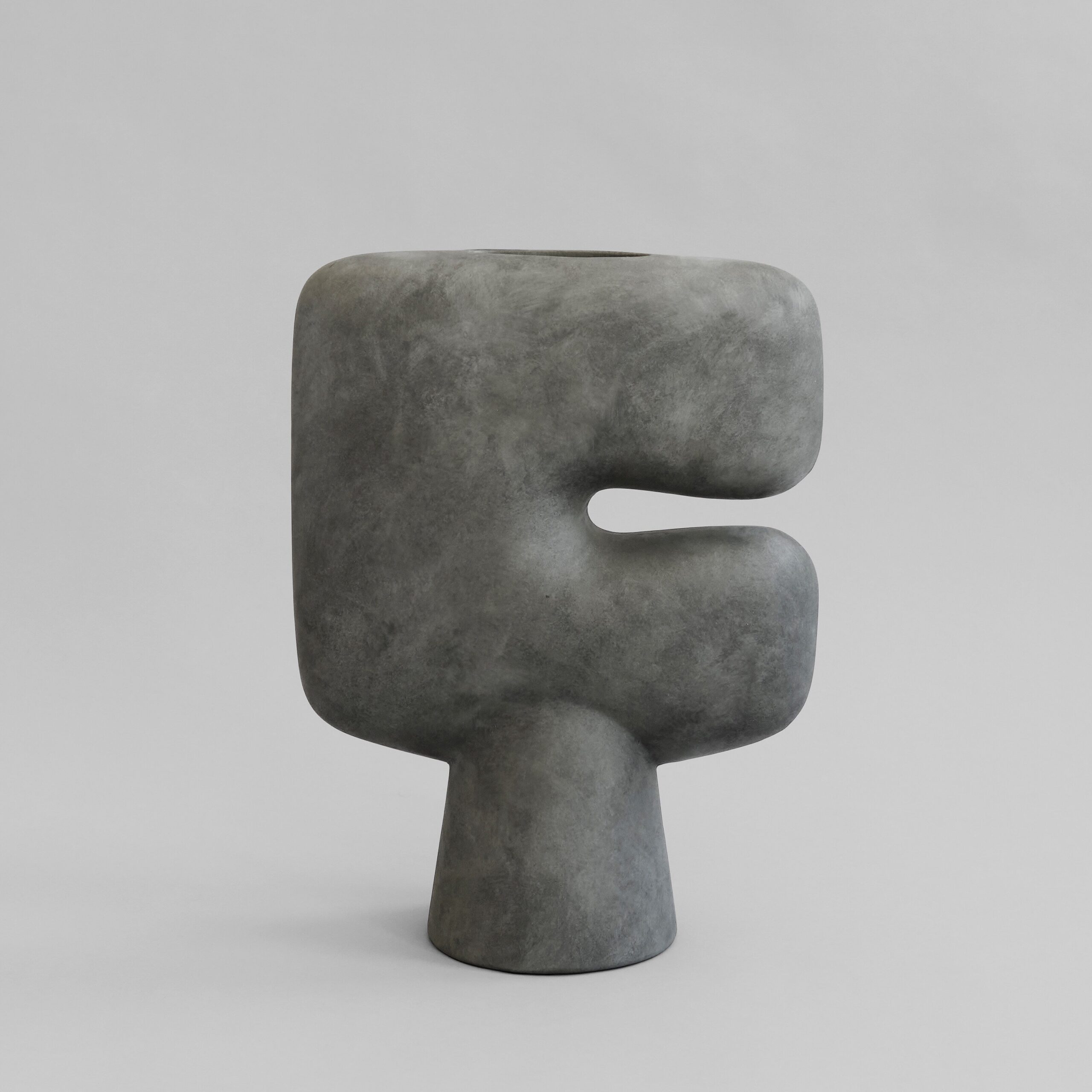Tribal Vase, Big - Dark Grey - Bone White 1 Tribal Vase, Big - Dark Grey - Bone White