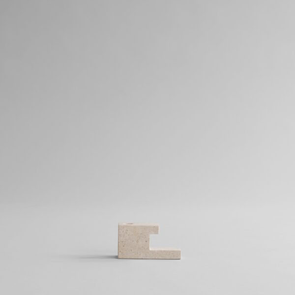 Brick Candle Holder, Low - Limestone - Calacatta Violetta