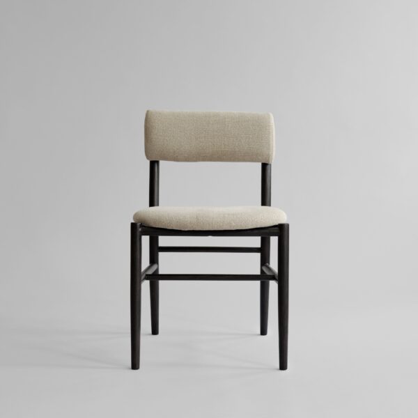 Nama Dining Chair, Coffee Black - Linen - Natural Oak & Nude Nubuck