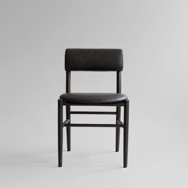 Nama Dining Chair, Coffee Black - Aniline leather black - Natural Oak & Nude Nubuck