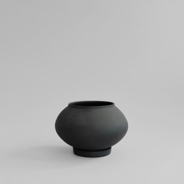 Sunao Plant Pot Fat, Medio - Black - Birch