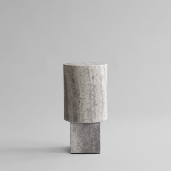Column Table - Silver Travertine - Coffee